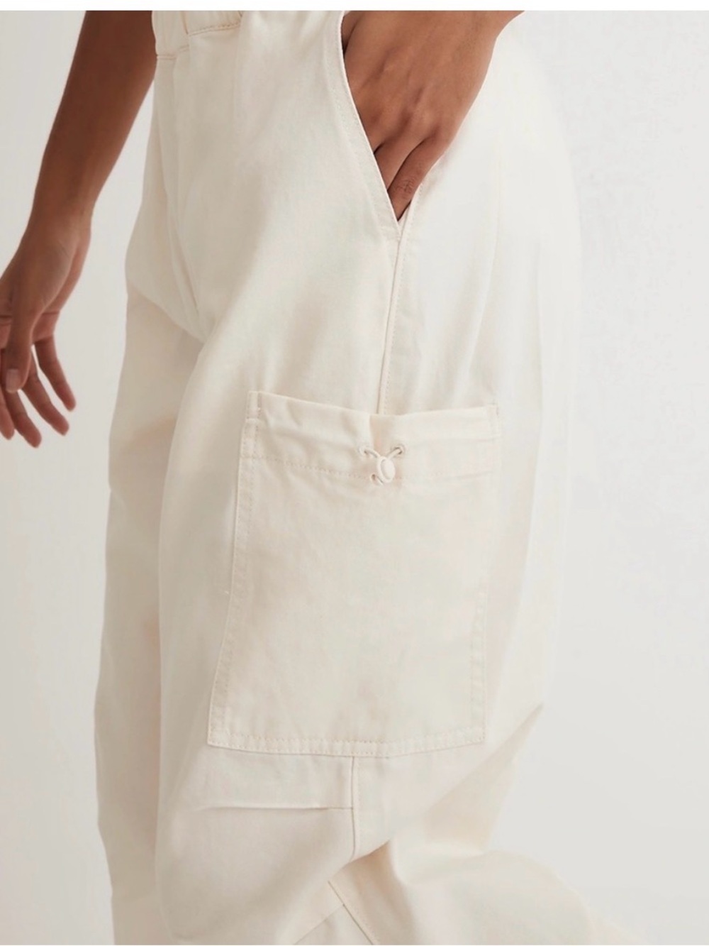 Madewell Cargo Joggers Size Medium Cream Cotton High Rise Pull-On MSRP 118.00 - Picture 4 of 14